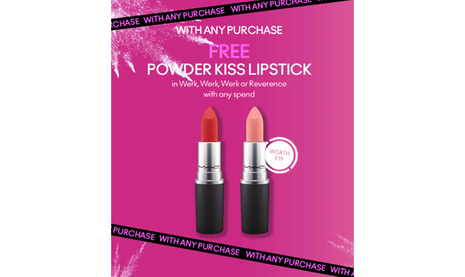 mac text for free lipstick with a lip purchase
